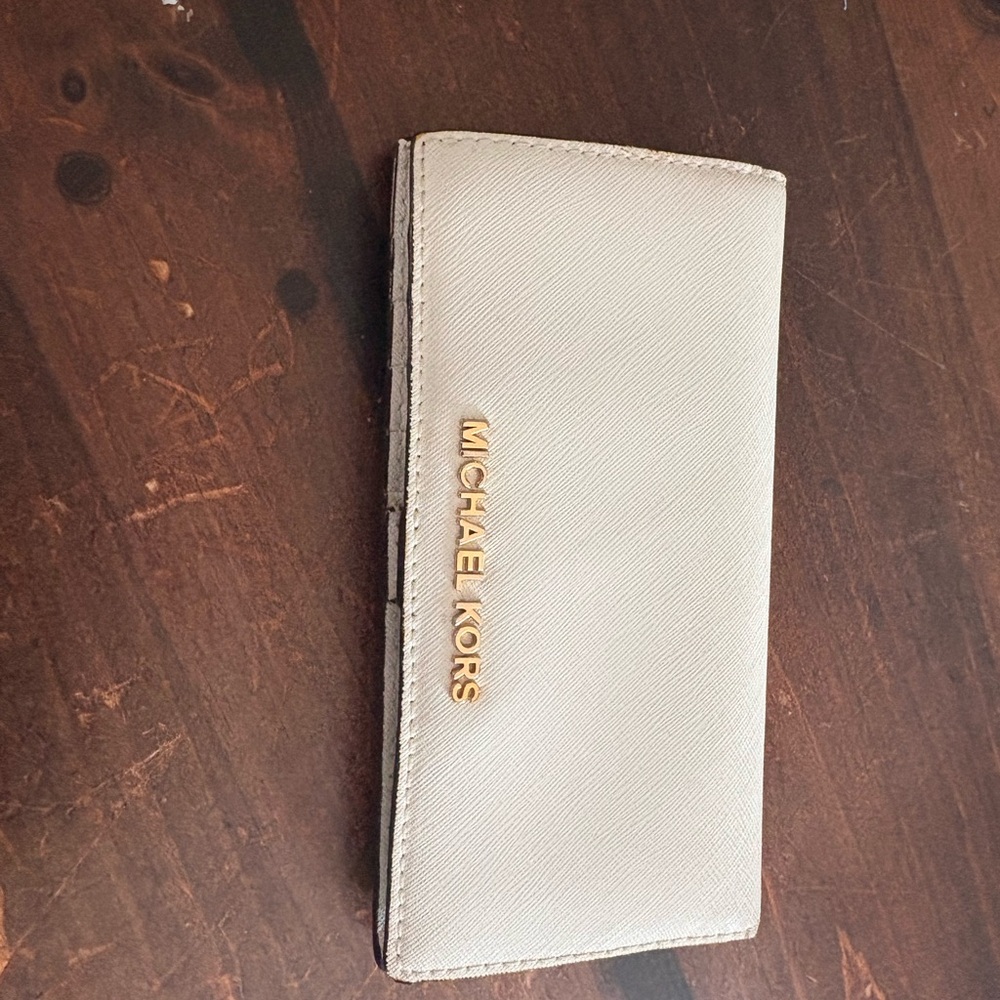 Michael Kors Beige Wallet with Gold Logo